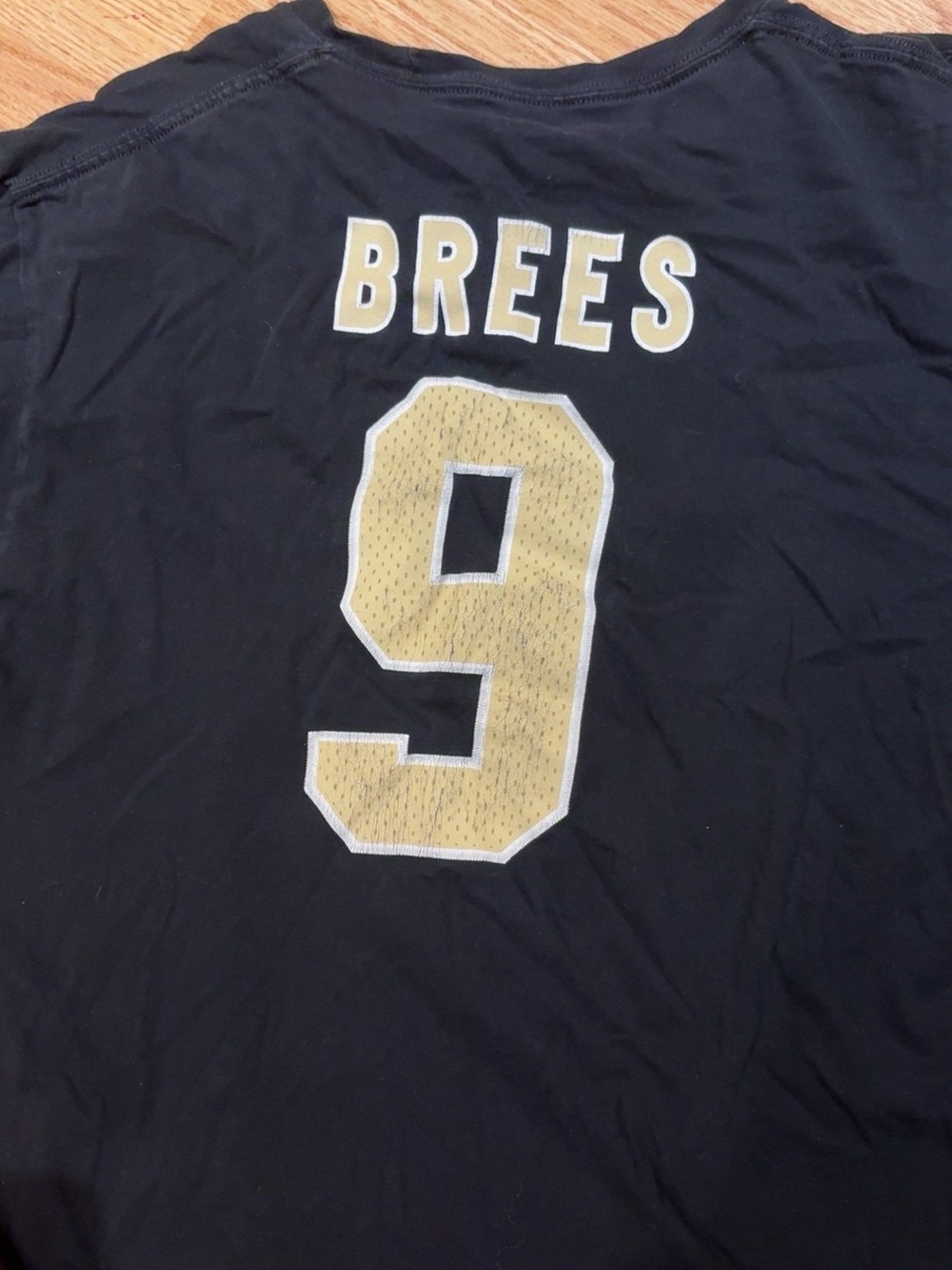H&M Black Athletic Tee with Gold 'Brees' 9